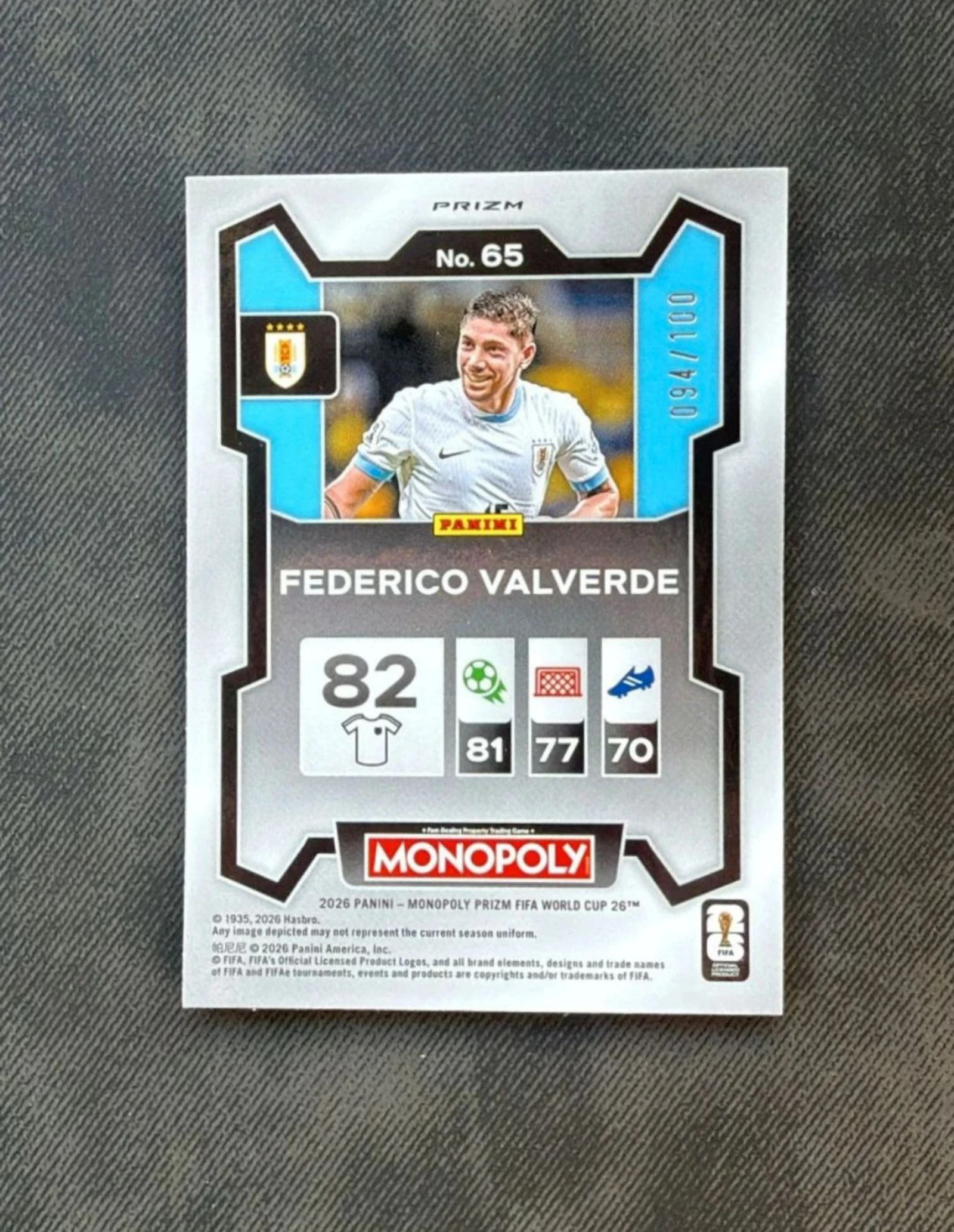 Fede Valverde 094/100 Panini prizm Monopoly – photo 2